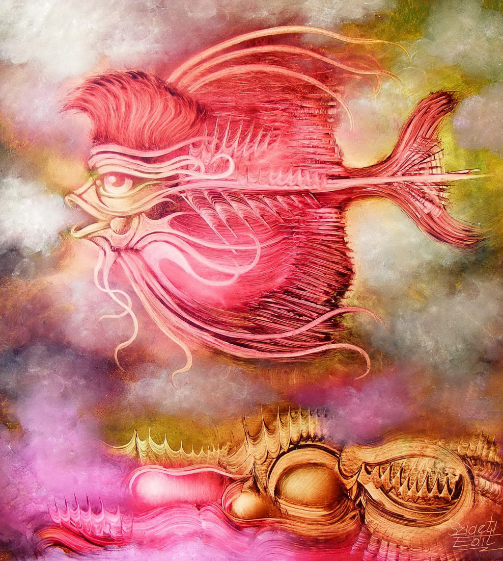 310 Pink music fish 40x36cm